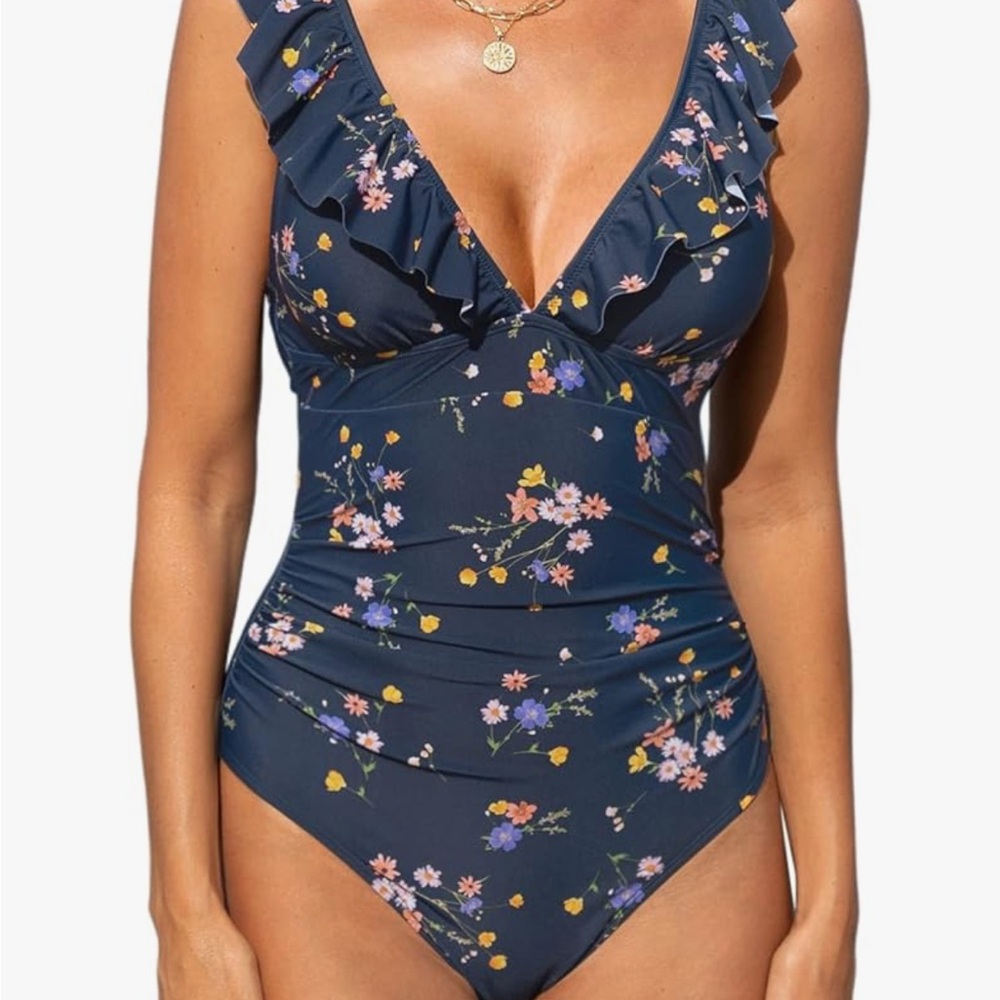 Cupshe Blue Ruffled One Piece Swimsuit